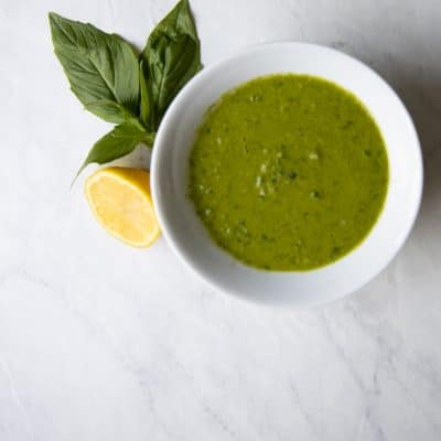 lemon basil vinaigrette in a bowl