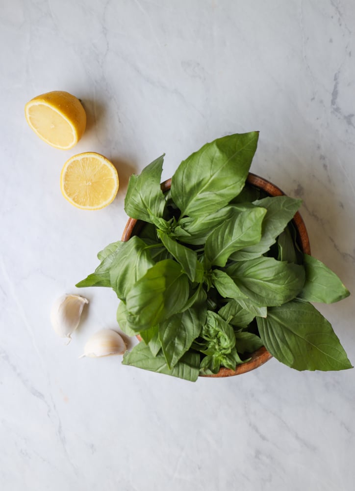 lemon basil vinaigrette in a bowl