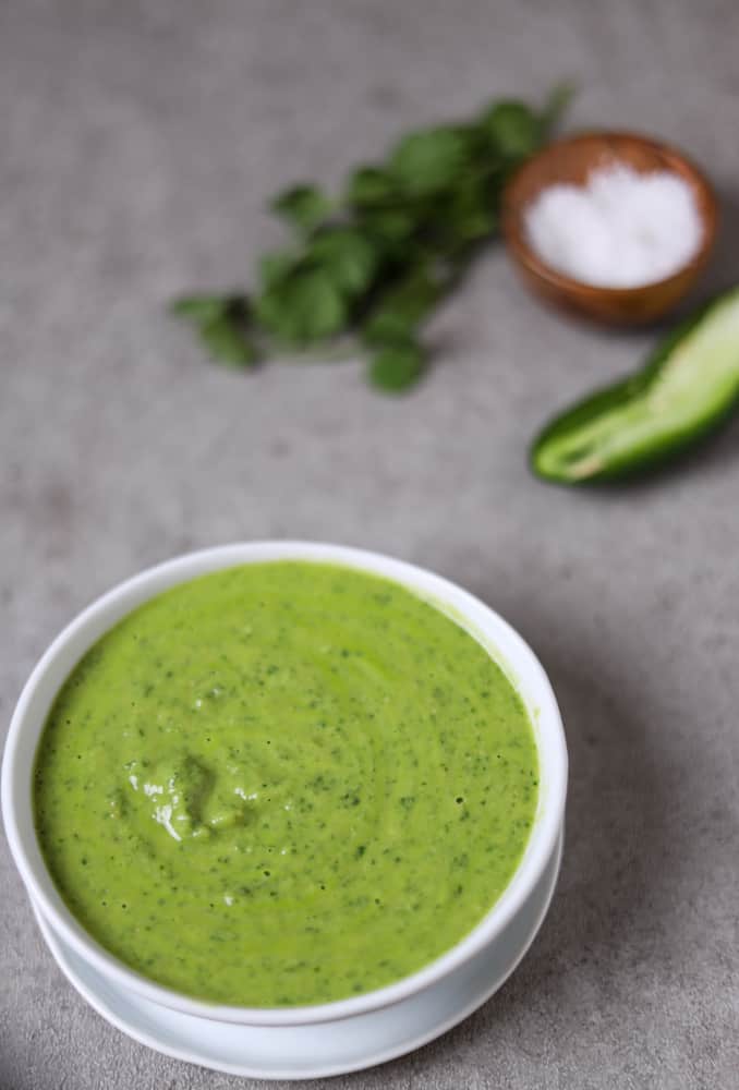 bowl of cilantro jalapeno sauce
