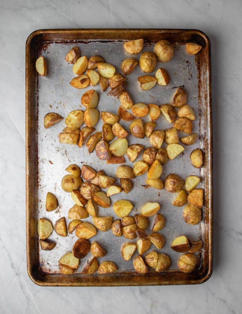 sheet pan of roasted potato