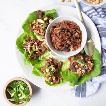 chicken lettuce wraps on a platter