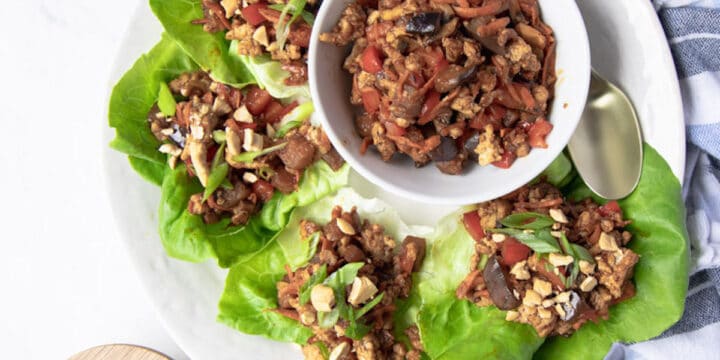 chicken lettuce wraps on a platter