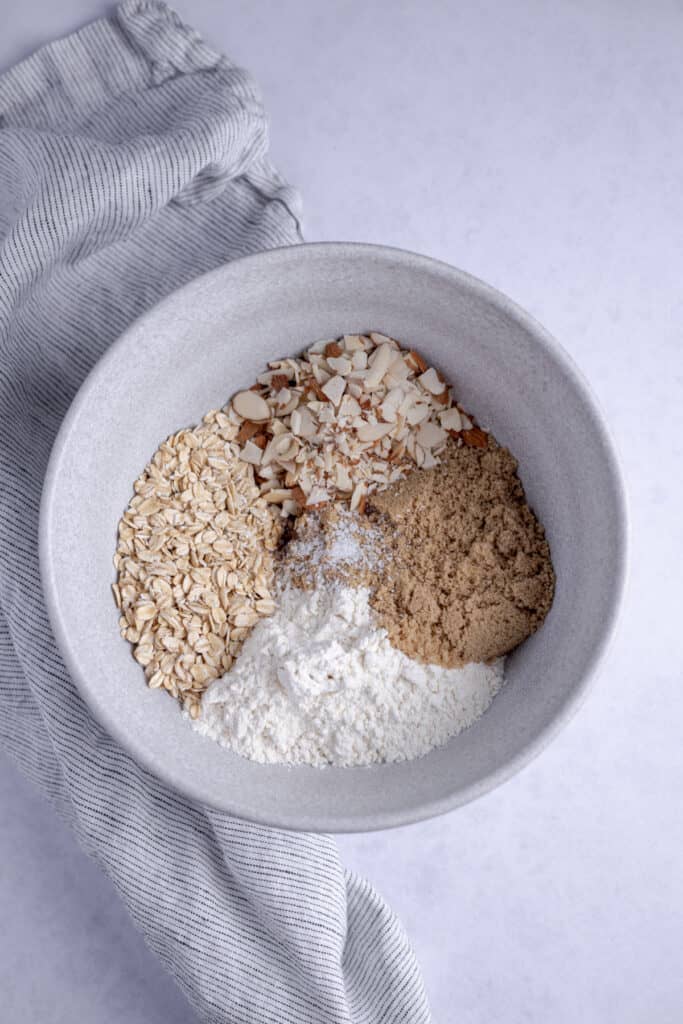 crumble topping ingredients in a bowl